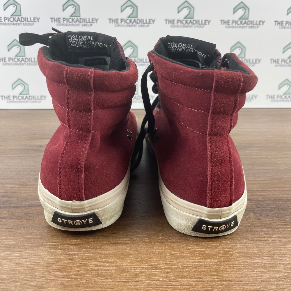 Straye High Top Sneakers Maroon Suede Leather Casual Shoes Mens‎ - Picture 4 of 8